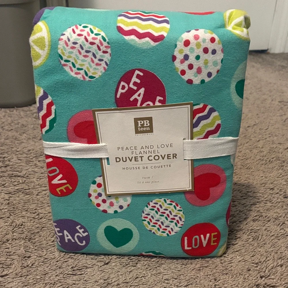 Pottery Barn Teen Colorful Flannel Duvet Cover